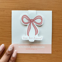 Bow magnetic bookmark, cute bow bookmarks, you are loved bookmark, bible bookmark, coquette aesthetic bookmarks