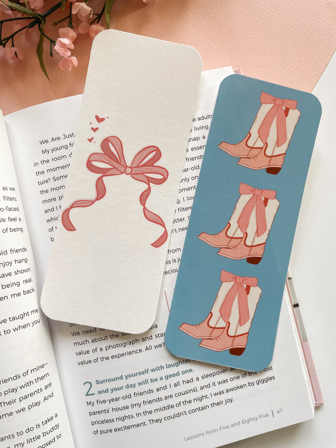 Pretty Girls Bow Bookmark Set | Double-Sided Bookmarks