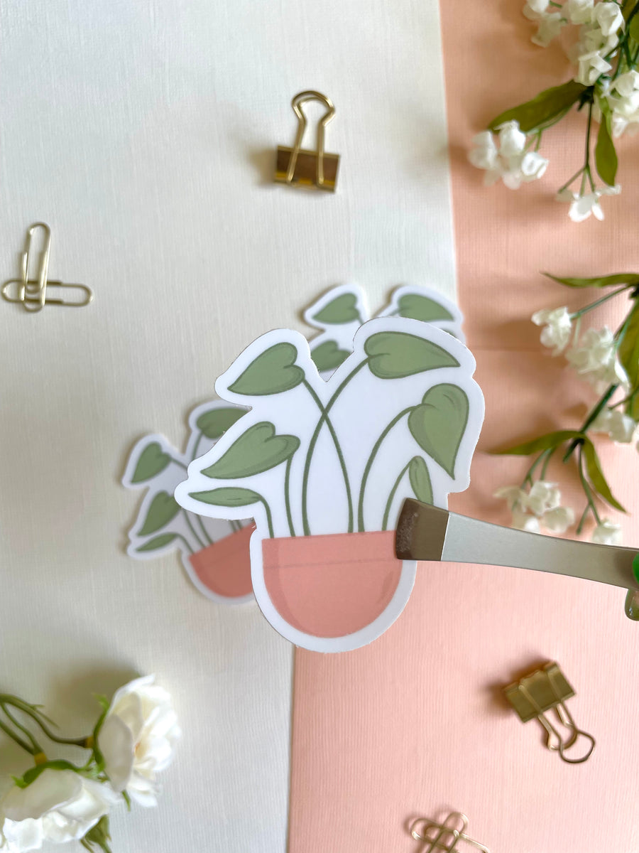 Leafy Potted House Plant Vinyl Sticker