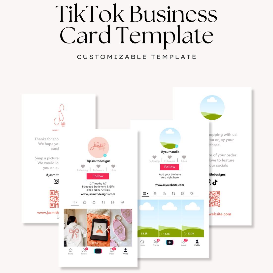 custom business card template digital download small business, influencer template