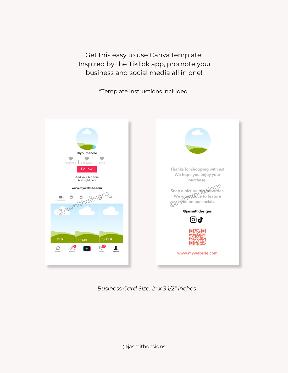 custom business card template digital download small business, influencer template