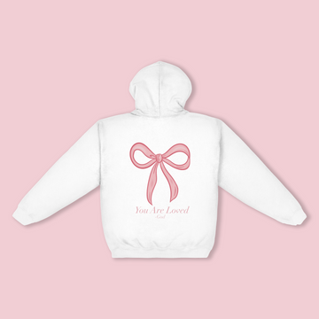 jasmithdesigns you are love bow hoodie, cute white bow hoodie, christian apparel hoodie, bow coquette style