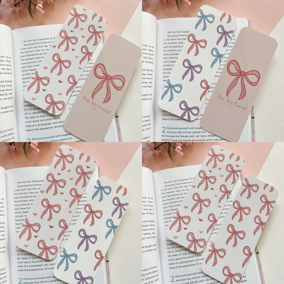 Coquette Bow Bookmark Set | Double-Sided Bookmarks
