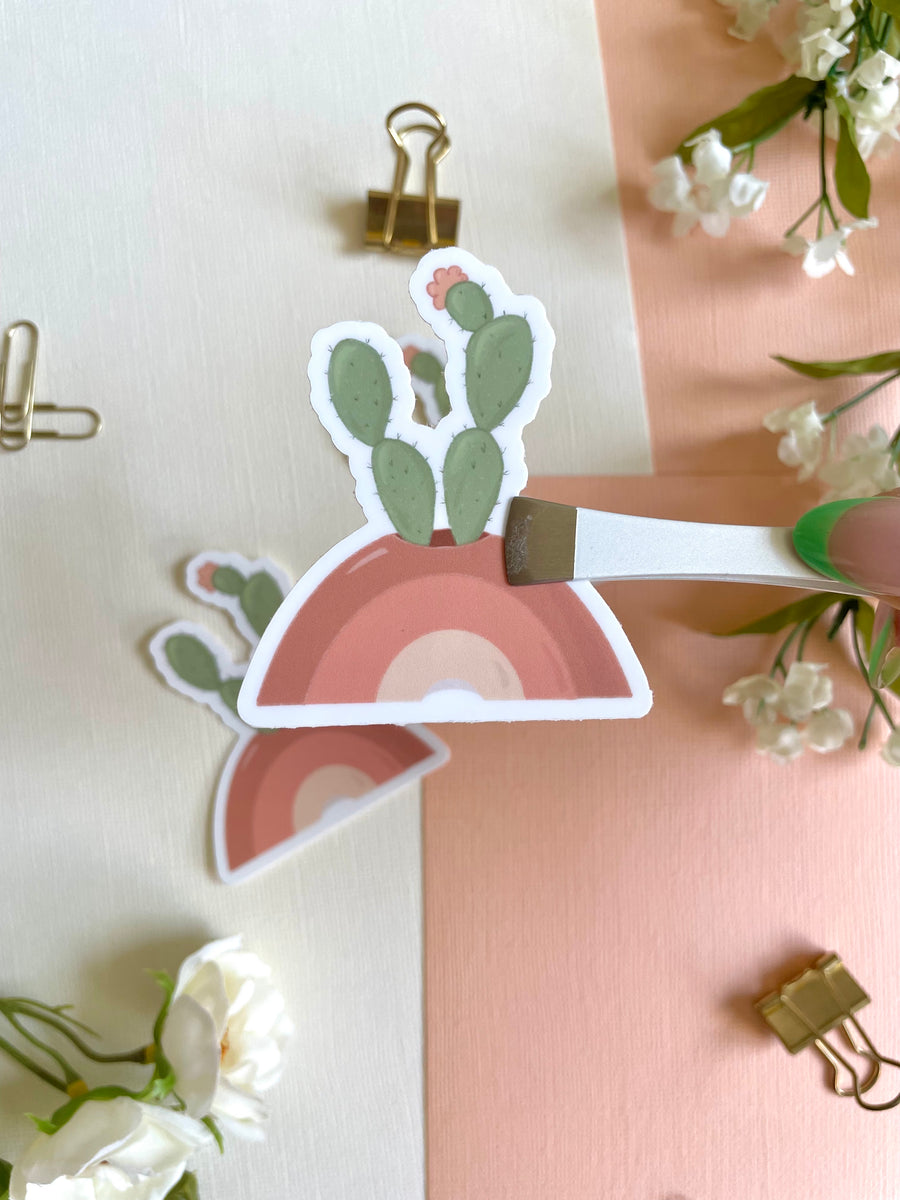 Cactus Potted Plant Vinyl Sticker