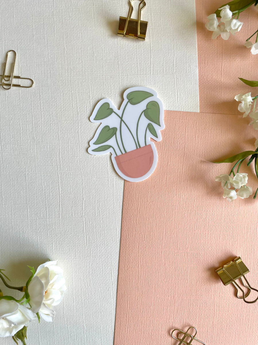 Leafy Potted House Plant Vinyl Sticker