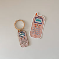 90s Zokia Cell Phone Gold Enamel Keychain