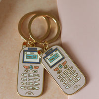 90s inspired retro zokia cell phone cool gold enamel keychain