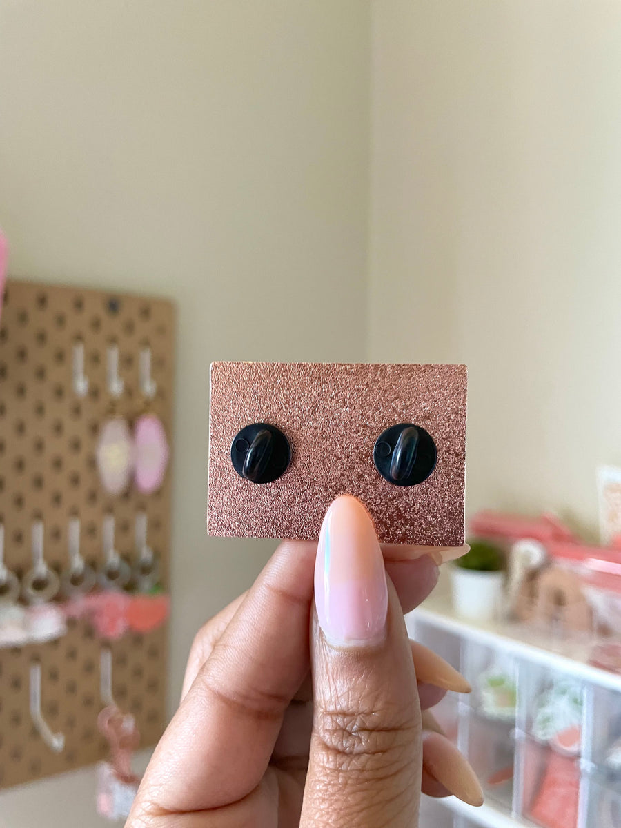 the 90s ultimate mixtape rose gold enamel pin back side with rubber clasps, cute pins for backpacks