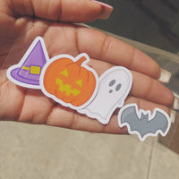 Mini Halloween Sticker Pack-Witch Hat, Ghost, Pumpkin, Bat