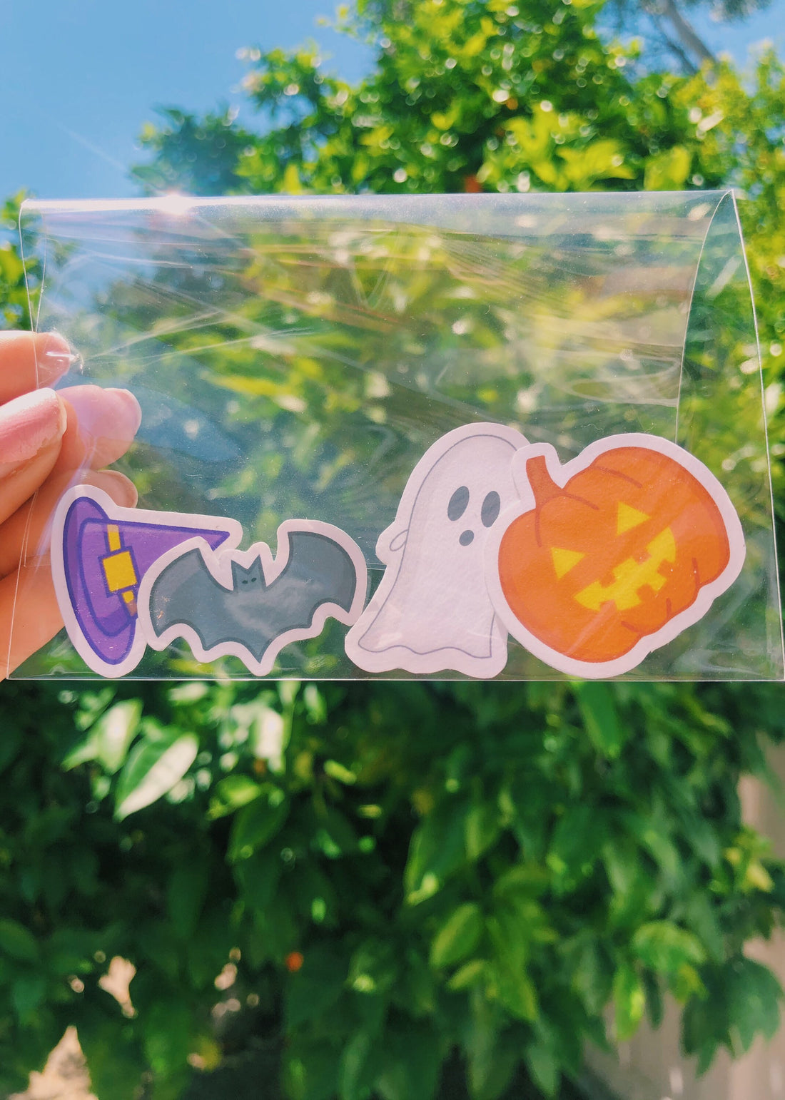 Mini Halloween Sticker Pack-Witch Hat, Ghost, Pumpkin, Bat