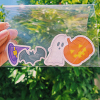 Mini Halloween Sticker Pack-Witch Hat, Ghost, Pumpkin, Bat