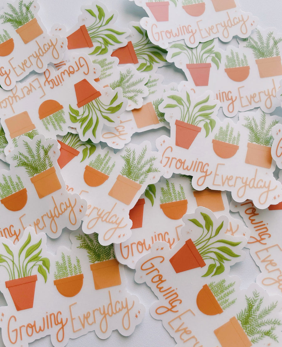 everyday potted plants Growing Everyday Plant Clear Sticker – jasmithdesigns