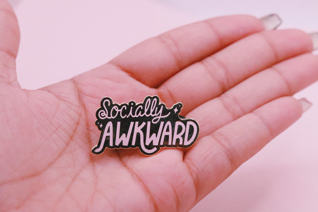 Socially Awkward Gold Enamel Pin