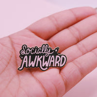 Socially Awkward Gold Enamel Pin