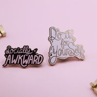 Socially Awkward Gold Enamel Pin