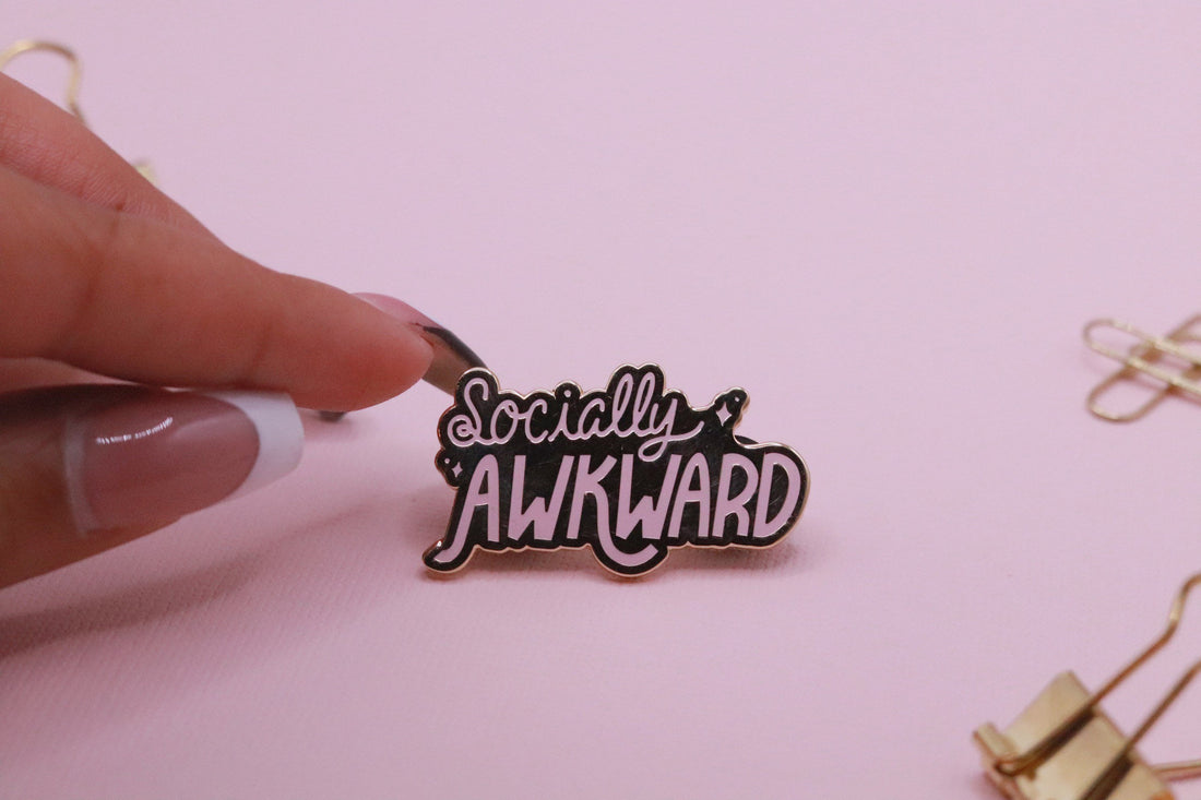 Socially Awkward Gold Enamel Pin