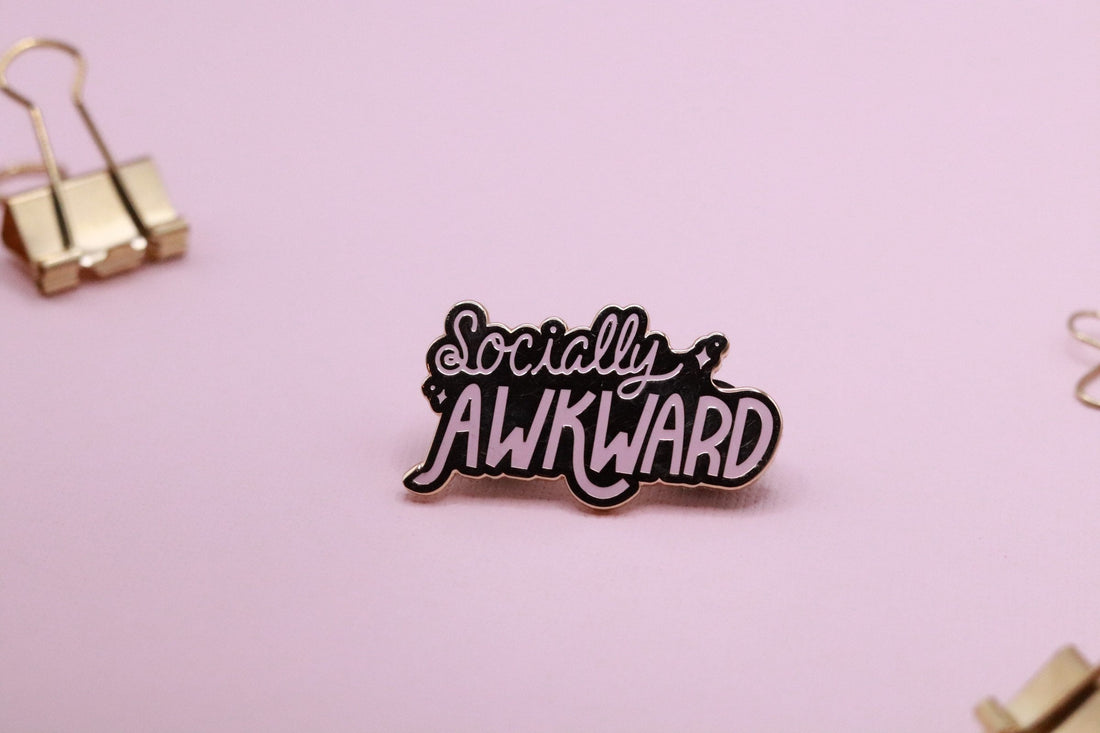 Socially Awkward Gold Enamel Pin