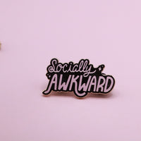 Socially Awkward Gold Enamel Pin