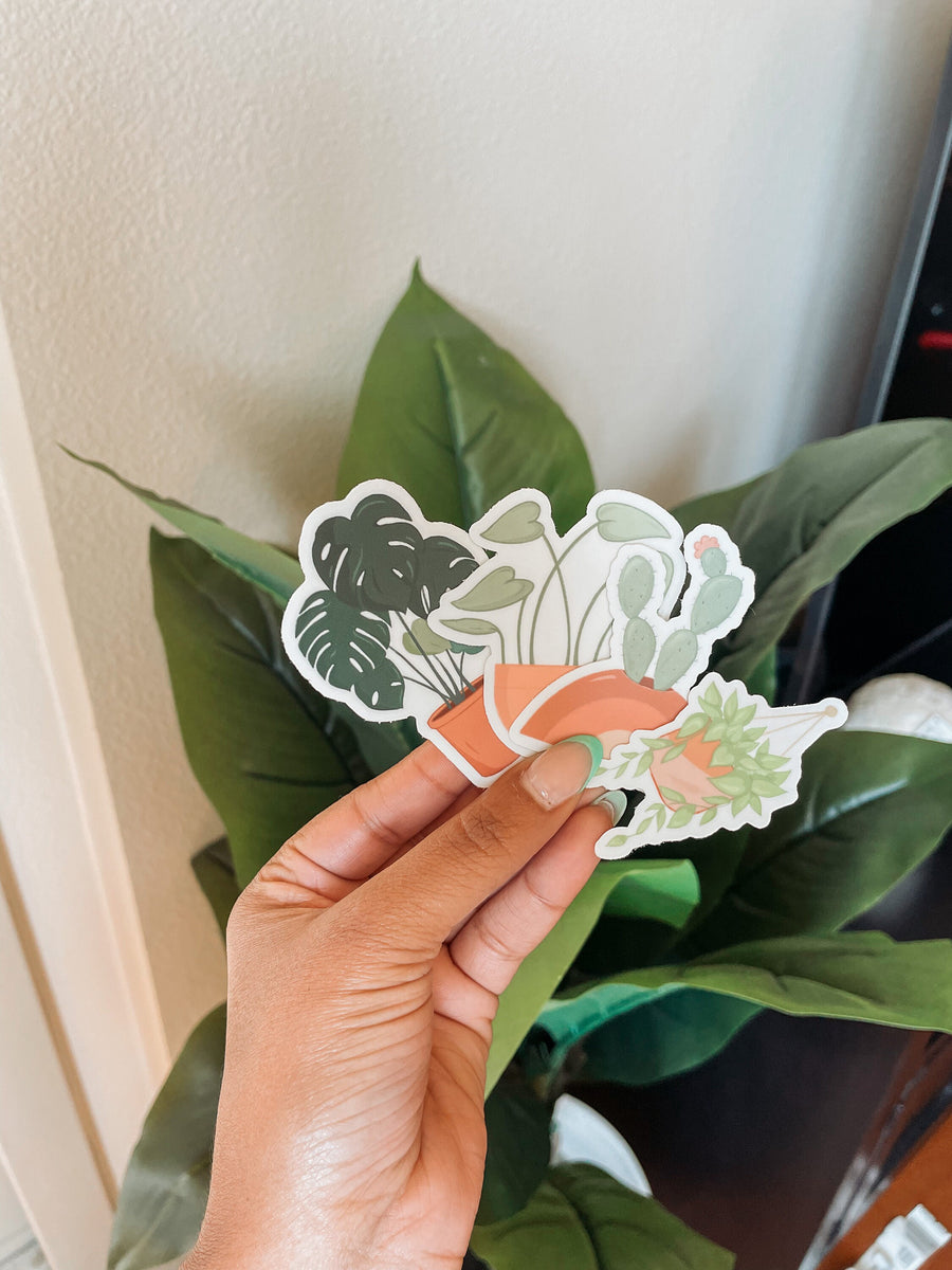 Plant Lover Stickers Pack | Cute Plant Stickers, Potted Plants | Vinyl Stickers, Sticker Packs
