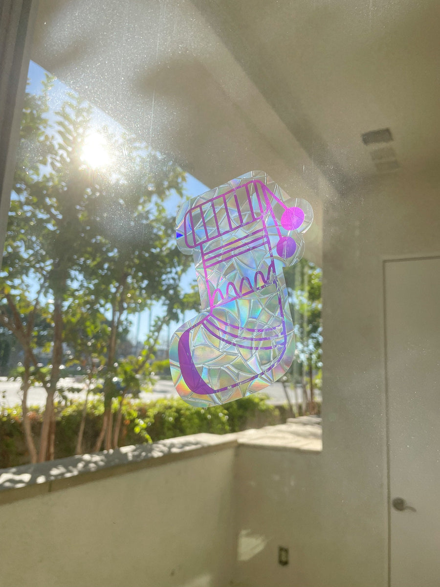 New! Christmas Stocking Suncatcher Sticker