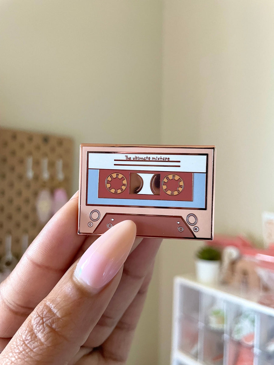 90s ultimate mixtape rose gold enamel pin in jasmithdesigns shop